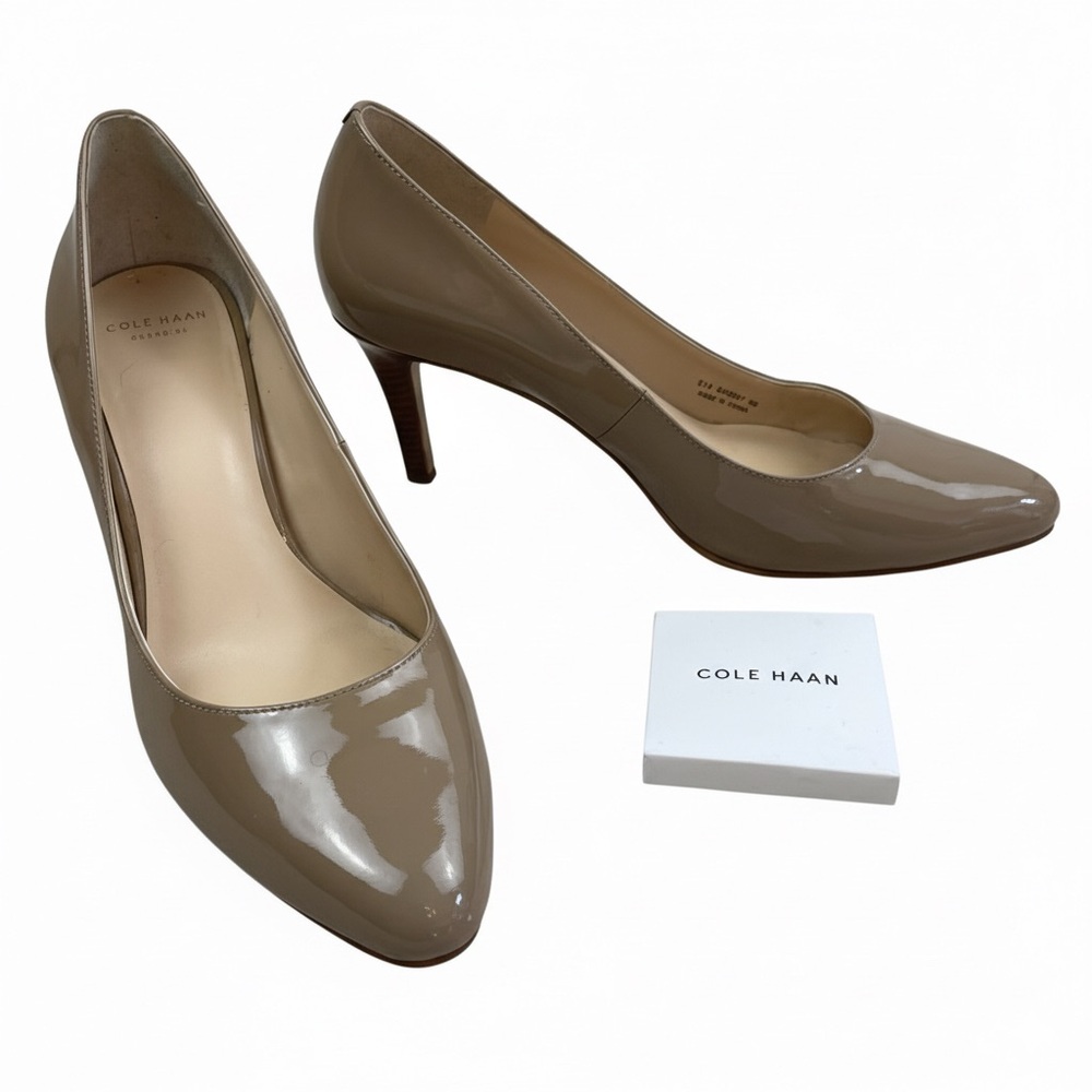 Cole Haan Grand.OS Patent Leather Pumps – Nude Beige, Size 8B